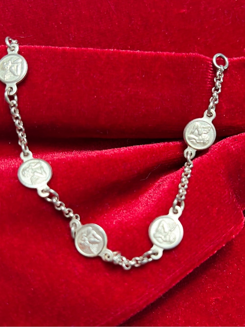 925 Sterling Silver Coin Link Bracelet vintage